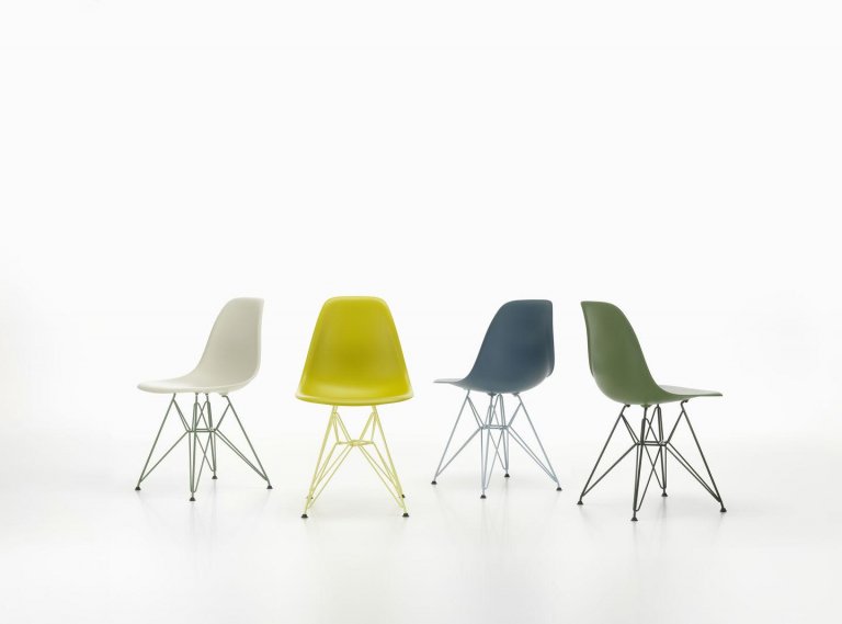 Vitra Eames DSR Colours stoel Pebble, onderstel