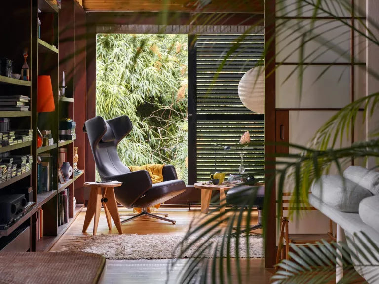 Vitra Grand Repos loungestoel met Ottoman, Leder Premium