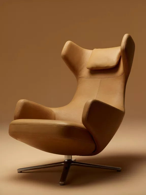 Vitra Grand Repos loungestoel met Ottoman, Leder Premium