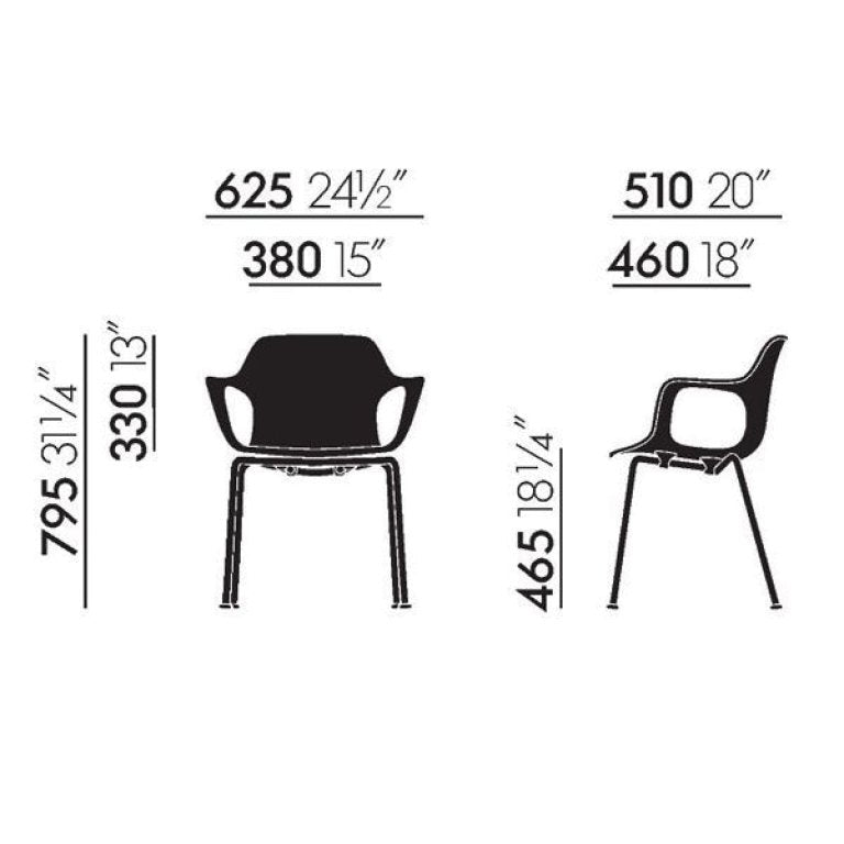 Vitra Hal Armchair Rørstol med forkromet fod sort