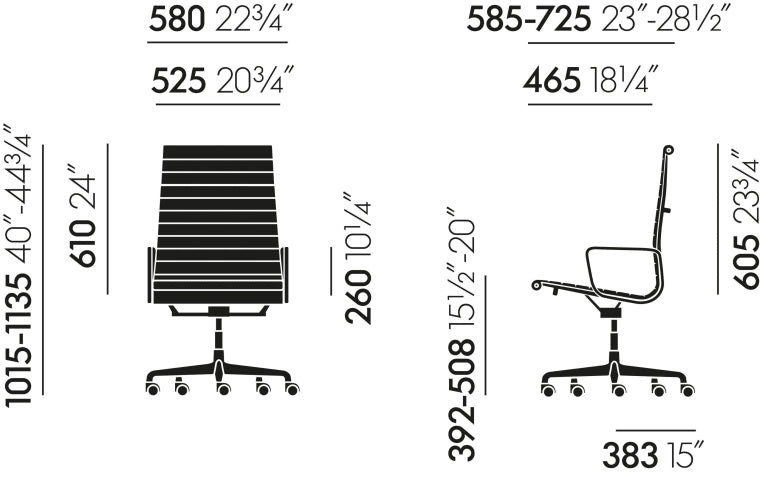 Vitra EA 119 Hopsak kontorstol sort, poleret stel