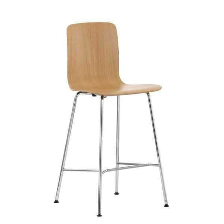 Vitra Hal Ply Taburet Medium barstol lys eg krom base