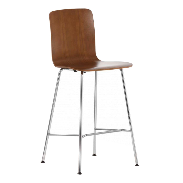 Vitra Hal Ply Stool Medium barstol mørk eg krom base