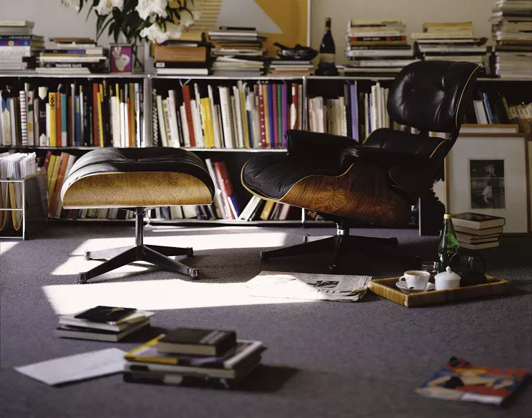 Vitra Eames Lounge stol med osmannisk lænestol, valnøddetræ Læder