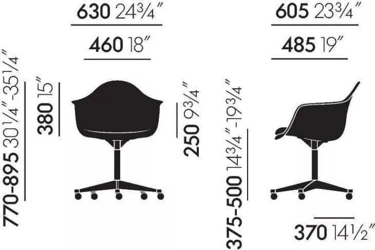 Vitra Eames PACC stol, drejelig med hjul