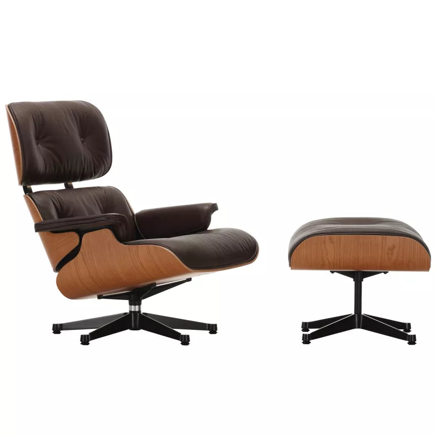 Vitra Eames Lounge stol med osmannisk lænestol (nye dimensioner) Chokolade