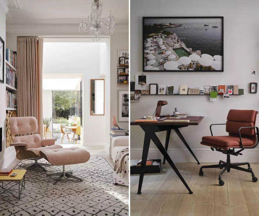 Vitra Eames Lounge stol med osmannisk lænestol Nubia